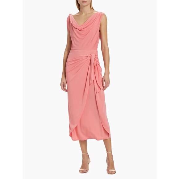 Cinq à Sept Odin Jersey Draped Midi-Dress in Pink  Size 6 - Picture 2 of 12